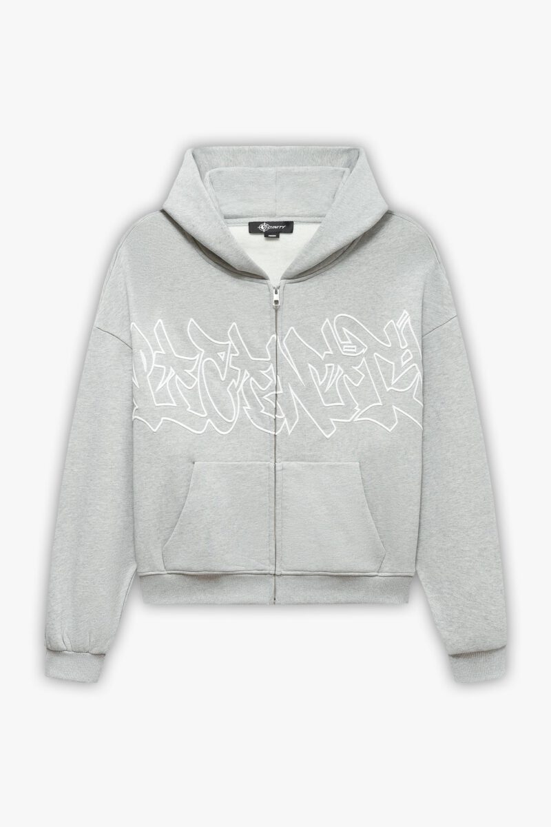 GRAFFITI ZIP-HOODIE GREY MELANGE