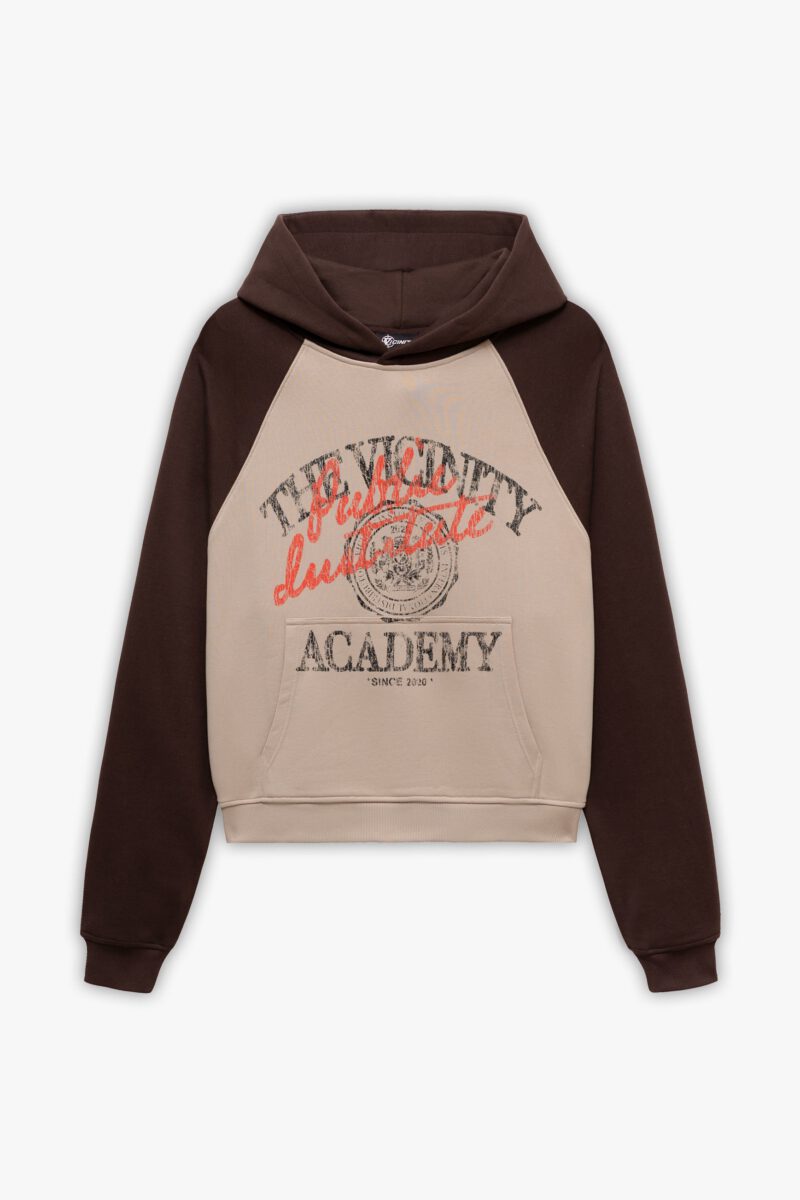 BICOLOR PUBLIC INSTITUTE HOODIE BROWN/CREAM