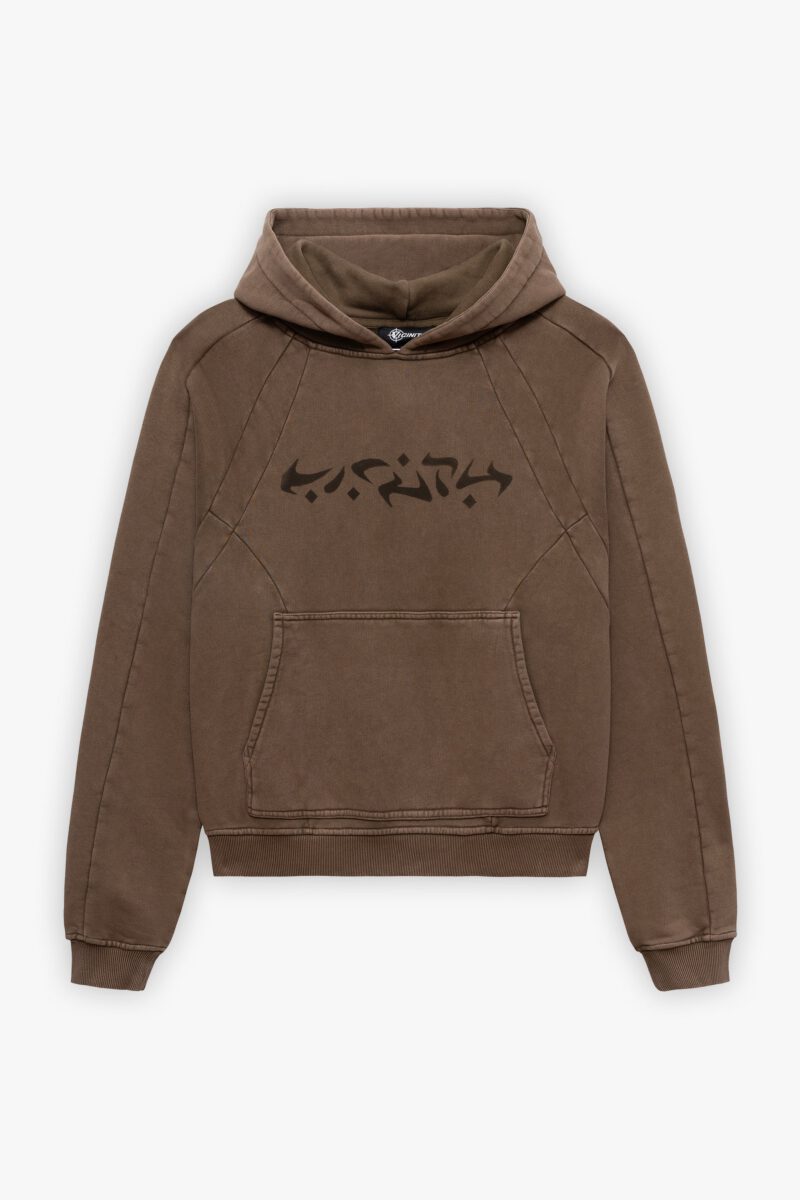 ACID WASHED HOODIE BROWN