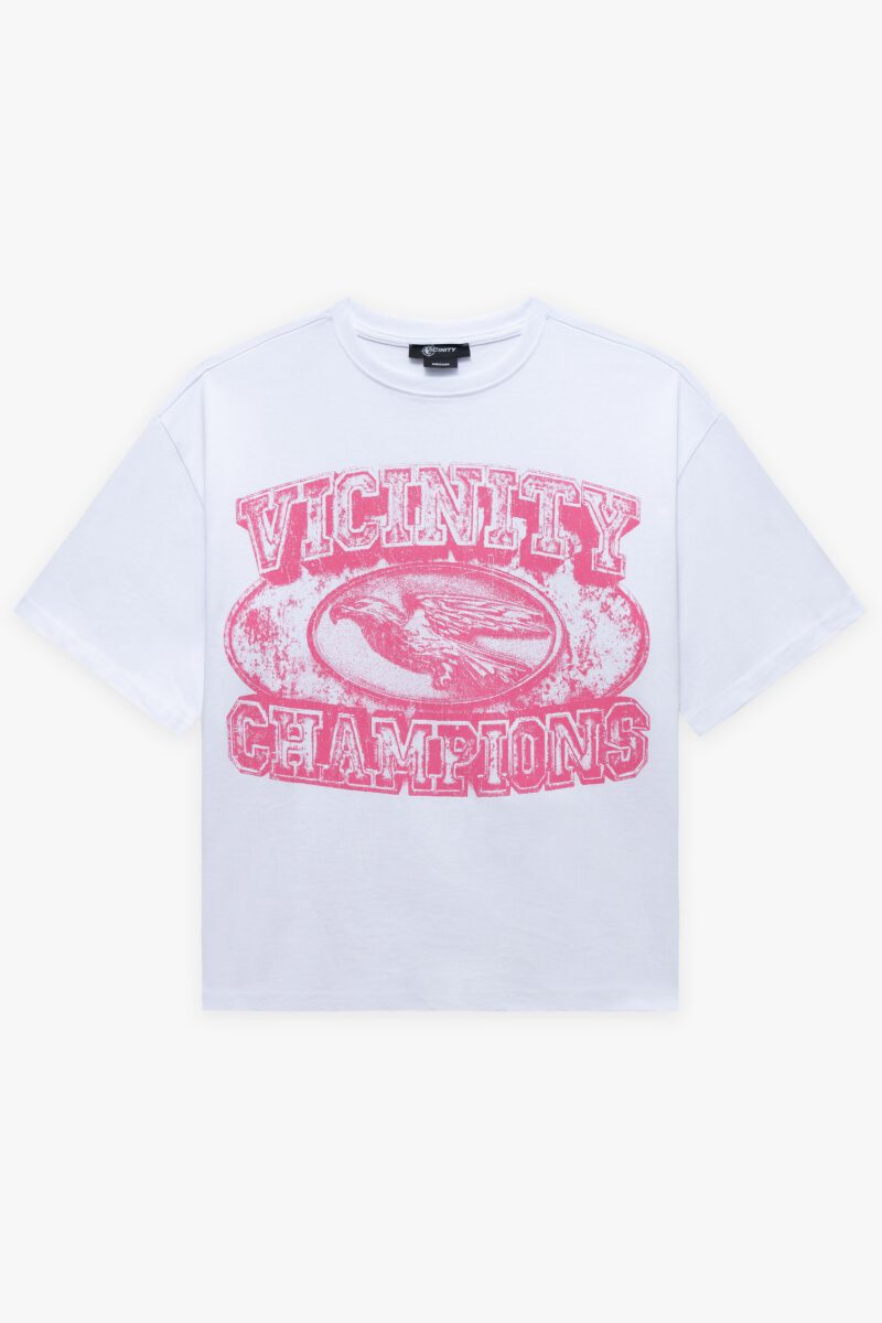 CHAMP EMBLEM TEE PINK/WHITE