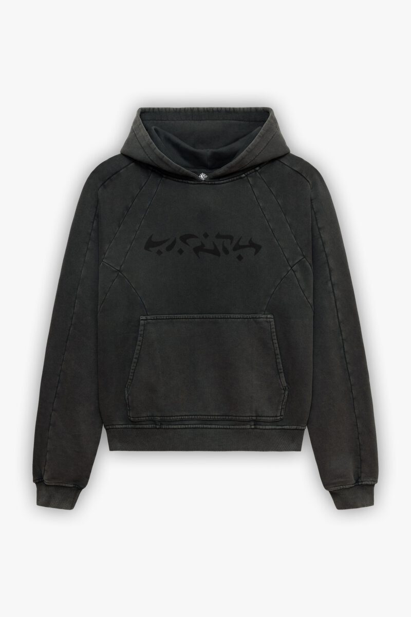 ACID WASHED HOODIE DARK GREY