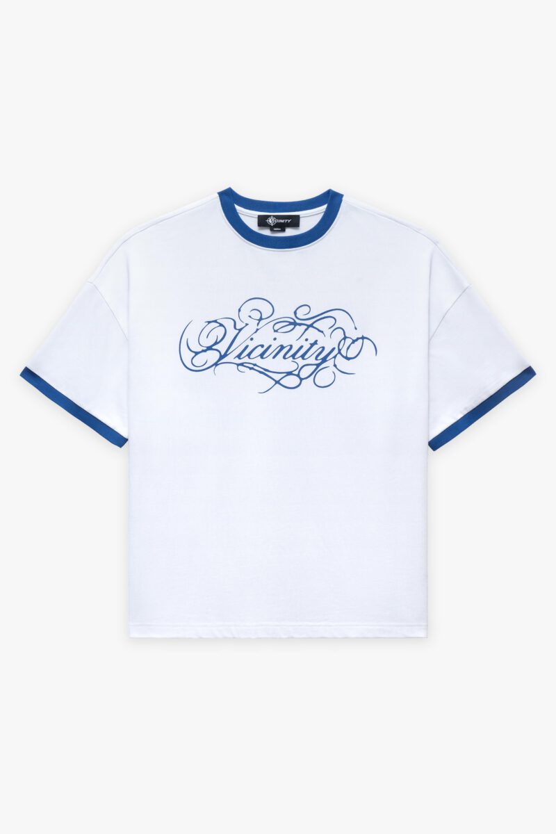SIGNATURE TEE WHITE/BLUE