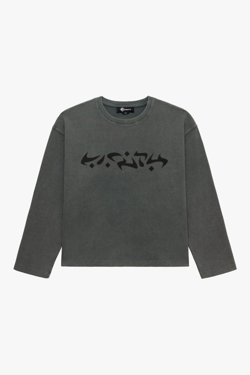 ACID WASHED WAFFLE LONGSLEEVE LIGHT GREY