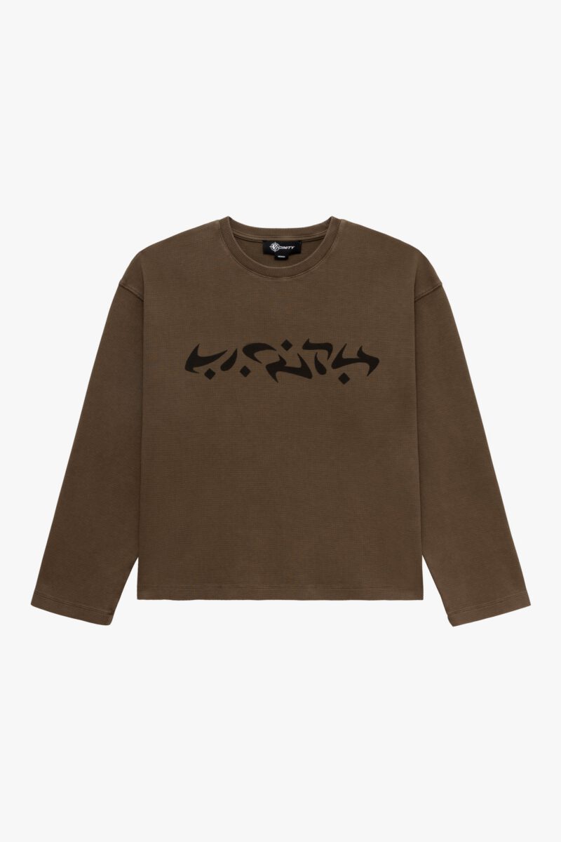 ACID WASHED WAFFLE LONGSLEEVE BROWN