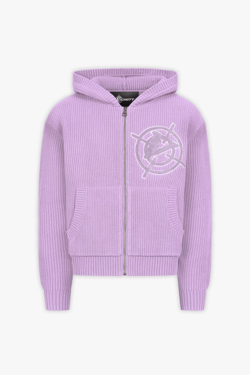 V-LOGO KNIT ZIP HOODIE LAVENDER