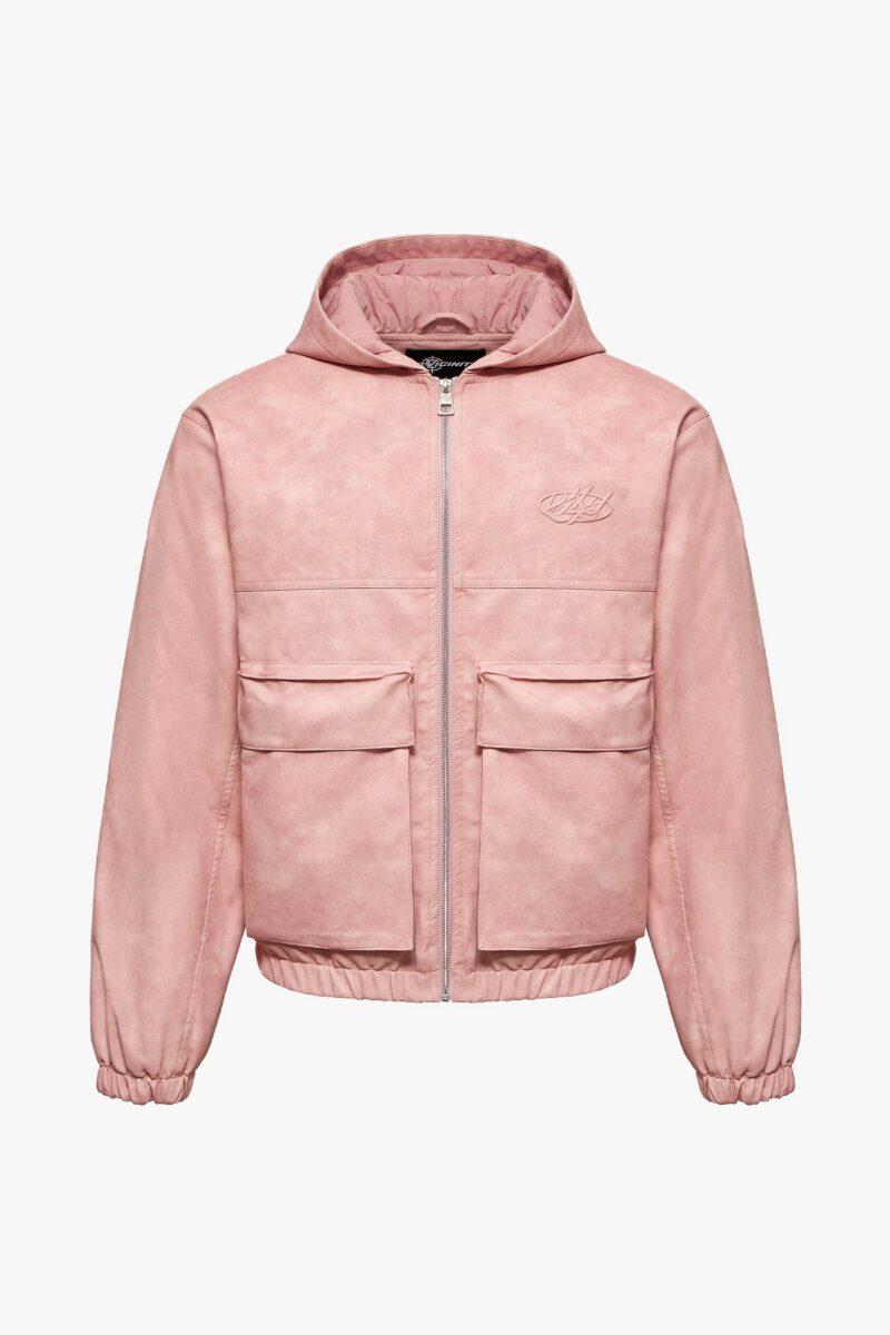 SCRIPT LOGO LEATHER JACKET VINTAGE PINK