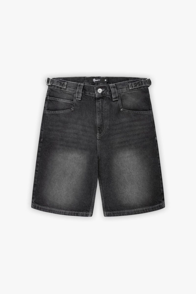 STONE WASHED DENIM JORTS