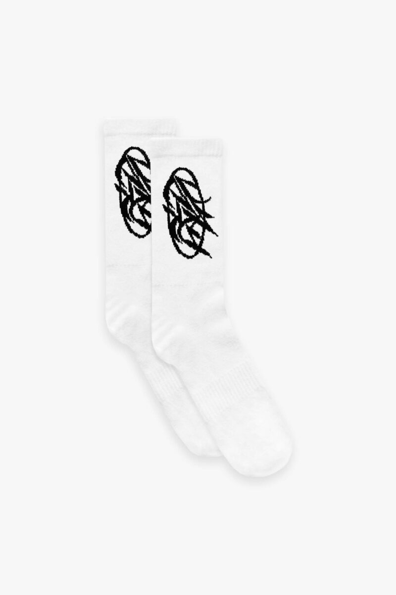 SCRIPT LOGO SOCKS DOUBLE PACK WHITE