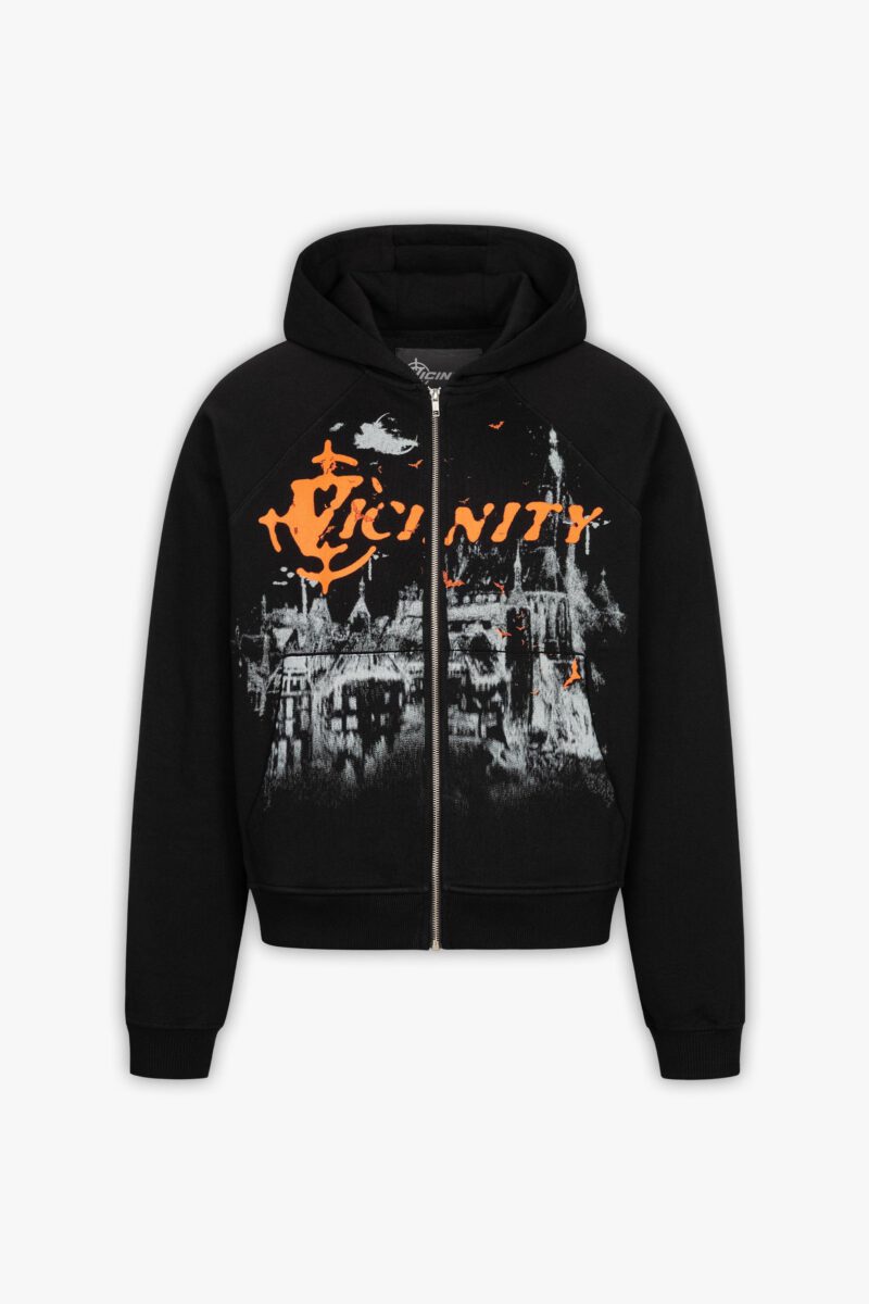 HAUNTED HOUSE ZIP HOODIE BLACK