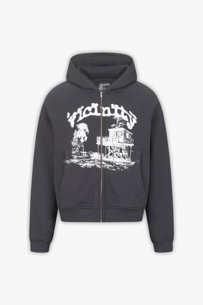SHOOTING HOUSE ZIP HOODIE DARK GREY